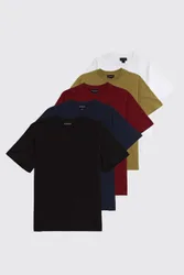 Mens 5 Pack Essential Regular Fit T Shirt - Multicolour