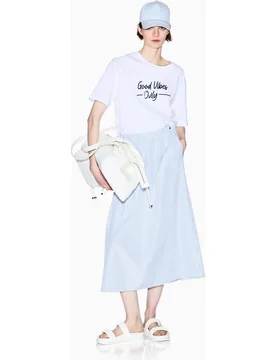 Falda midi con pliegues de rayas - Armani Exchange - FashionsVida