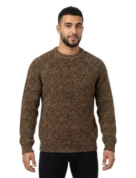Pull Harbor Fishermans Knit Friar Brown Heather M - Salty Crew - FashionsVida