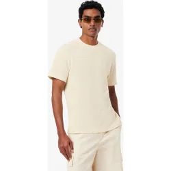 Camiseta de hombre de algodón de encaje en marrón de manga corta