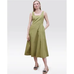 Vestido midi popelín de tirantes ajustado