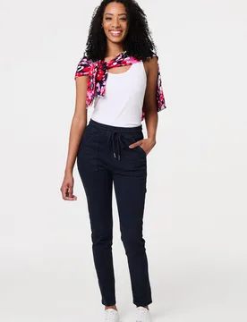Women's Denim Skinny Ankle Grazer Leggings in Blue Size: 12 - Blue - Size: 12 - Izabel London - FashionsVida
