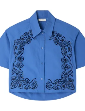 Camisa de mujer 100% algodón bordada y con pedrería - sandro - FashionsVida