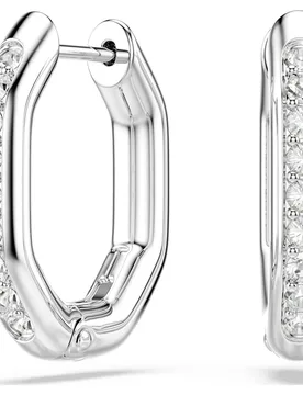 Orecchini a cerchio Dextera, Forma ottagonale, Taglio Round, Piccoli, Bianchi, Placcato rodio S - Swarovski - FashionsVida
