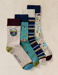 Pack Cotton Rich Printed Casual Socks Grey Mix male