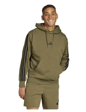 Sweat à Capuche Essentials 3 Stripes Fleece Olive Strata / Black M - Adidas - FashionsVida