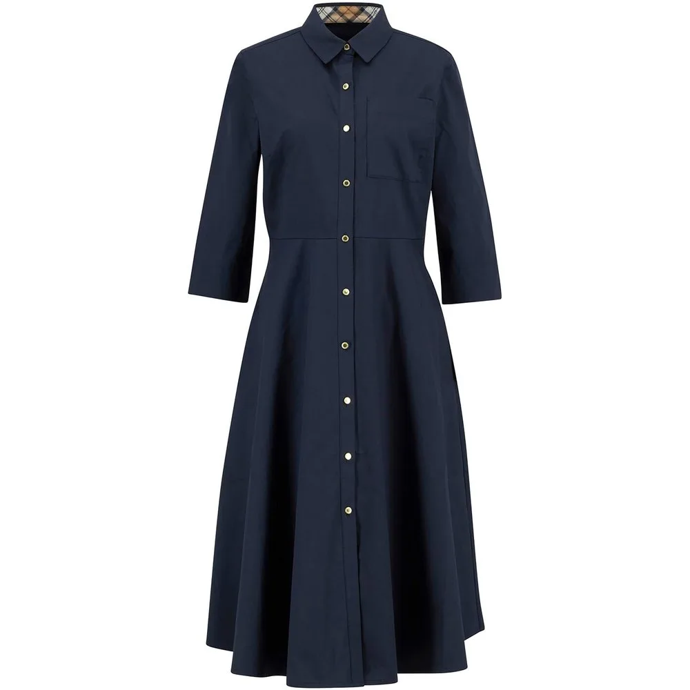Vestido midi camisero abotonado con bolsillo en el pecho - Barbour - FashionsVida