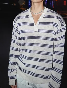 Henry Neck Striped Long Sleeve Men's T-Shirt 2026 Spring Sports Blouse with Bottom Top - Aliexpress - FashionsVida