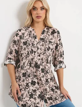 Women's Floral Pintuck Blouse Size: 30-32 - Multicolor - Size: 30-32 - Yours - FashionsVida