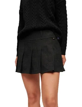 Jupe Courte Low Rise Pleated Grey Tones Check L - Superdry - FashionsVida