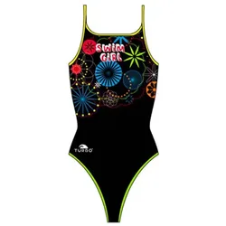 Thin Strap Swimsuit Black 9-10 Years Girls