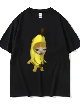 Funny Cute Banana Cat Happy Bananacat Meme Graphic Tee Shirt Summer Men Casual Short Sleeve T-shirt Unisex Cotton Oversized Tee - Aliexpress - FashionsVida