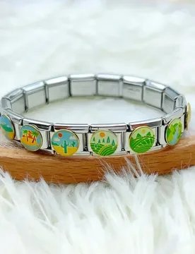 Wholesale Women Fashion Landscape Pattern Italian Charm Fit 9mm Stainless Steel Modular Bracelet Gift Jewelry - Aliexpress - FashionsVida