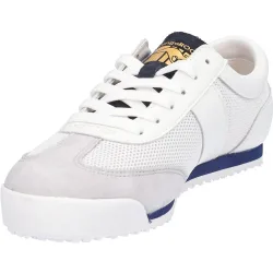 Zapatillas deportivas de mujer de piel troquelado con franja lateral de rayas