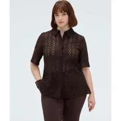 Camisa de mujer de algodón sangallo tejido sangallo en la parte posterior para el máximo confort
