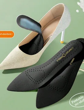Par de plantillas autoadhesivas para zapatos de tacón alto de punta fina para mujer, ultra finas, suela blanda, cómodas, absorbentes de sudor y tran - Shein - FashionsVida