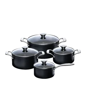 Set di pentole 8 pz. in ceramica antiaderente nero - Kelomat - FashionsVida