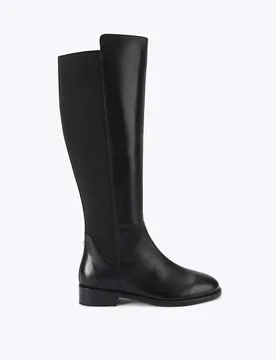 Leather Flat Knee High Boots Black female - Carvela - FashionsVida