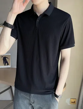 Summer New Design Men's Silk Fabrics Short-Sleeved T-Shirt Polo Shirt - Aliexpress - FashionsVida