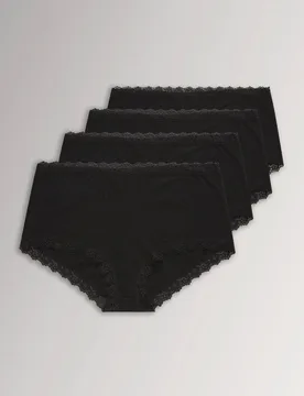 Women's 4 Pack Knicker Shorts in Black Size: 18-20 - Black - Size: 18-20 - Yours - FashionsVida