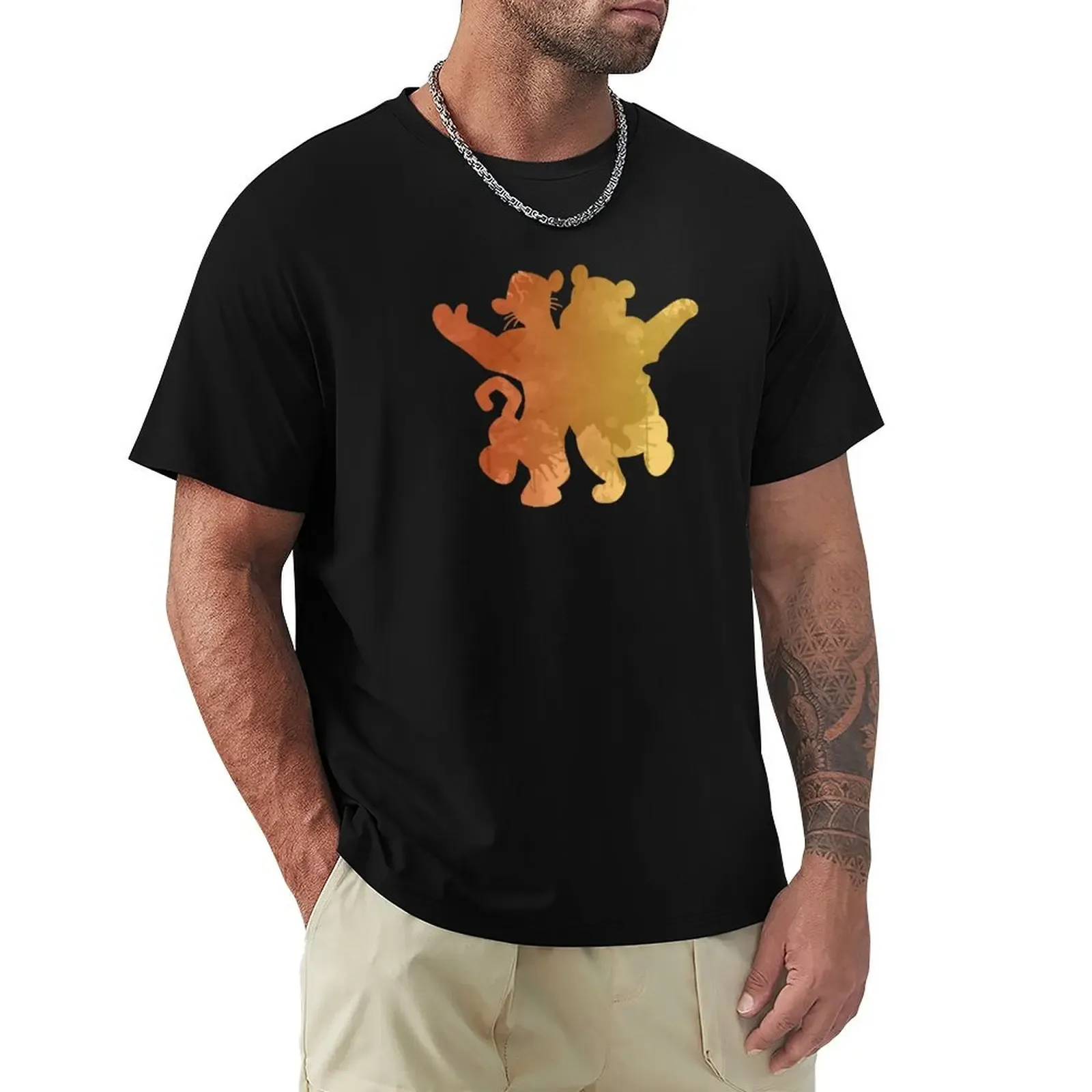 Tiger and Bear Inspired Silhouette T-Shirt Plus Size Basic Short Sleeve Top - Aliexpress - FashionsVida