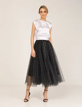 Falda de tul con lunares corte tipo A - Tantra - FashionsVida
