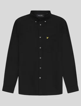 Men's Cotton Button Down Oxford Shirt Jet Black - Lyle & Scott - FashionsVida