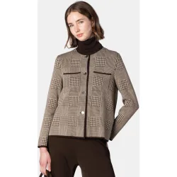 Chaqueta de mujer de punto jacquard con vivos