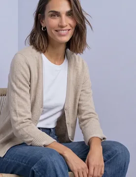 Cadigan mit V-Neck und Knopfleiste female Beige - Street One - FashionsVida