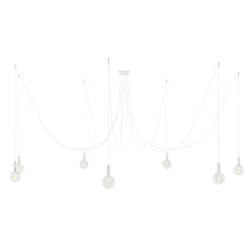 Cables Suspension Luminaire Spider 7 Falls With Light Bulb White One Size