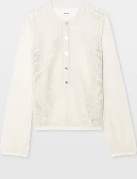 Zadig & Voltaire - Jersey de mujer con diseño mandala, cuello redondo abotonado y mangas largas - Zadig & Voltaire - FashionsVida