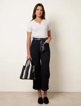 Scarf Belt Trousers - S / NAVY - female - Blue Vanilla - FashionsVida