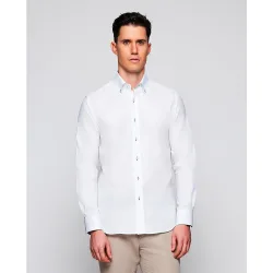 Camisa de hombre casual blanca detalles azules