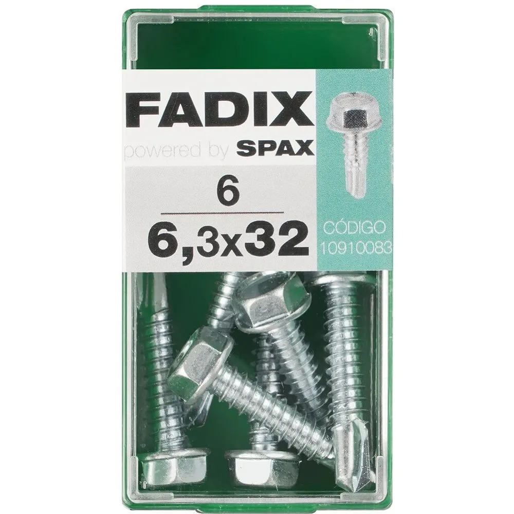Tornillo Roscachapa Cabeza Hexagonal Ø6,3 x 32 mm - Caja 6 Uds - FADIX - FashionsVida