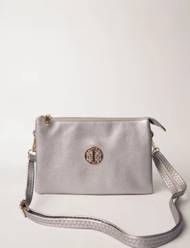 Clutch With Detachable Strap - ONE / SILVER - Blue Vanilla - FashionsVida