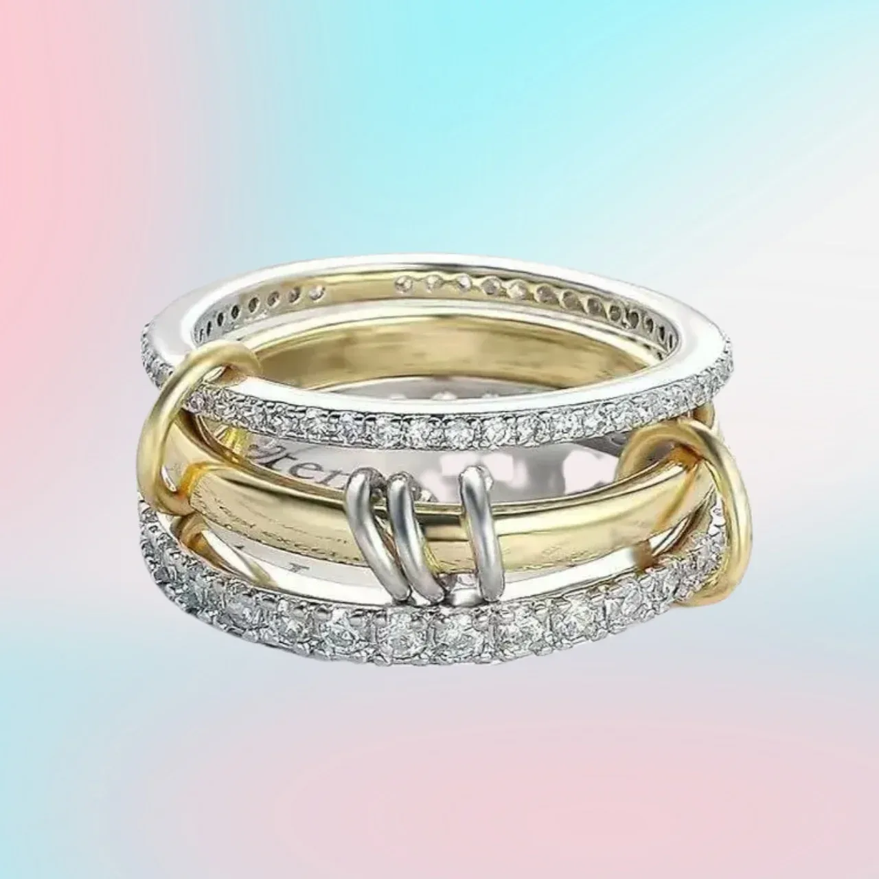 A Three-Ring Interlocking Copper Ring, A Niche Two-Color Design, Hypoallergenic Stacking Ring, Suitable For Young Women - Aliexpress - FashionsVida