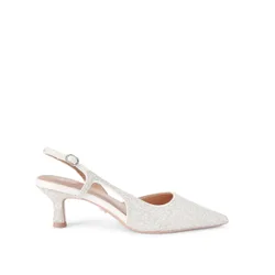 Womens Alina Sling Heels - White Fabric - Size Uk 6