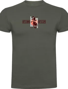 Maglietta A Maniche Corte Get A Life Dark Army Green - Kruskis - FashionsVida