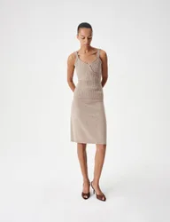 Lambswool Blend Neppy Knitted Ribbed Cami Top Neutral female