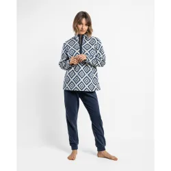 Pijama largo de mujer de tejido micropolar calentito