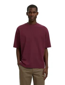 T-shirt à Manches Courtes Oscar Loose Fit Tawny Port S - Selected - FashionsVida