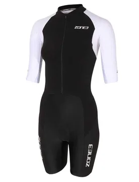 Lava Long Distance Aero Short Sleeve Trisuit Black / White M Women - Zone3 - FashionsVida