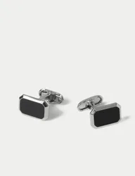 Enamel Square Cufflinks Silver male