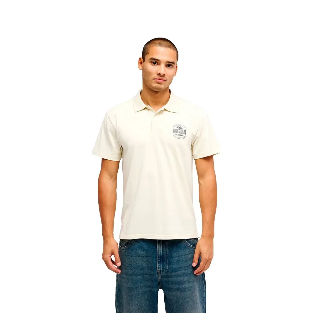 Polo A Maniche Corte Stretch Bone White S - Quiksilver - FashionsVida