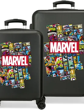 Juego de maletas infantil (cabina y mediana) Comic Marvel rígidas con capacidad de 104L - Personajes - FashionsVida