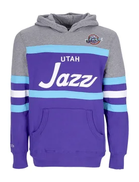 Felpa Cappuccio Uomo Nba Headcoach Hoodie Hardwood Classics Utajaz Purple - Mitchell & Ness - FashionsVida