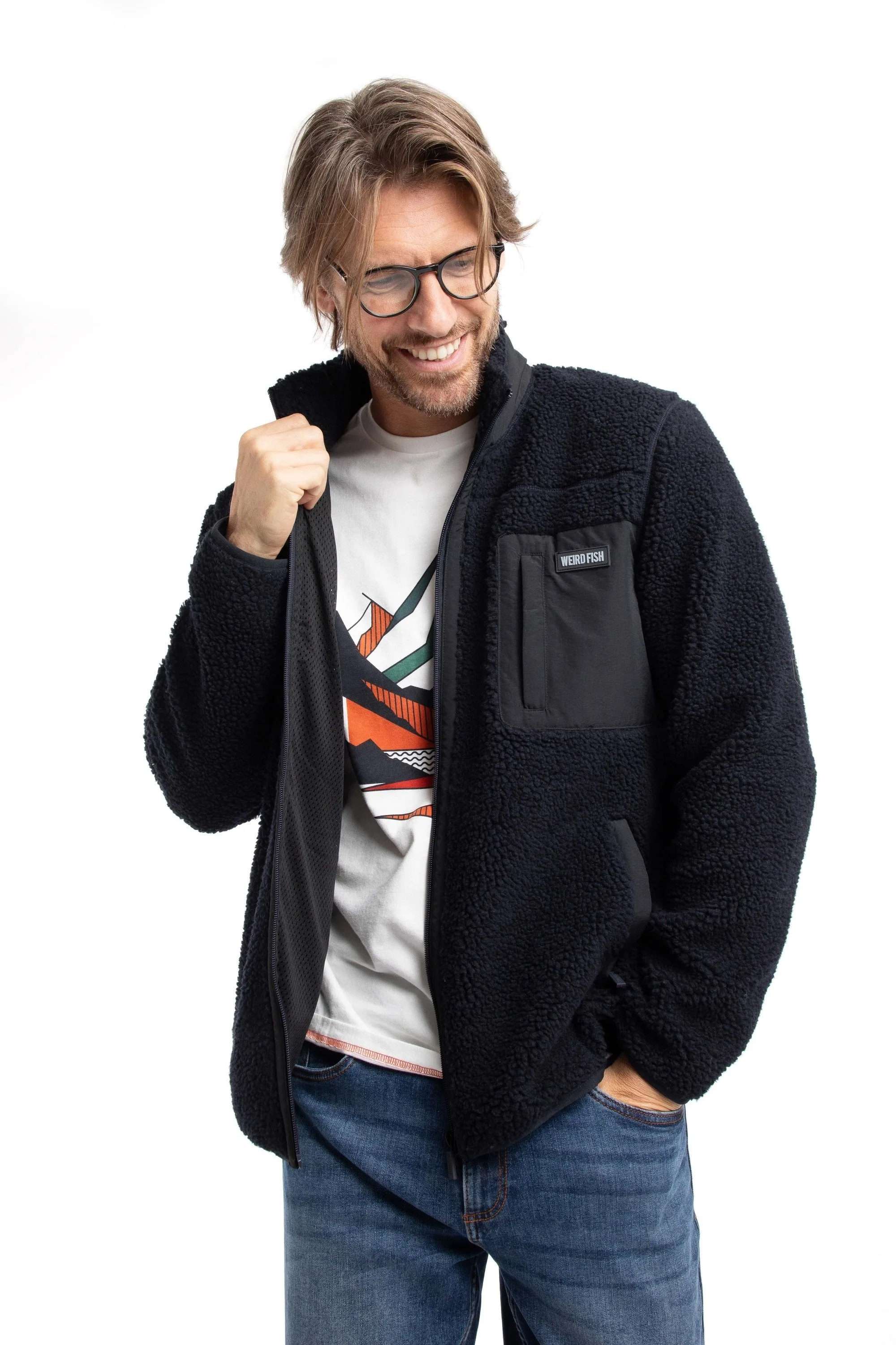 Fletcher Mens Full Zip Borg Fleece - Weird Fish - FashionsVida