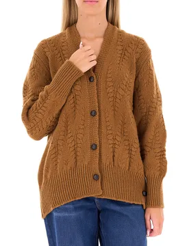 Cardigan misto lana COGNAC 2 - SOLOTRE - FashionsVida