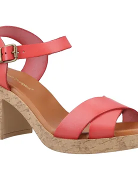 Georgia Cork Leather Womens Coral Sandals - Red - Size Uk 7 - Hush puppies - FashionsVida