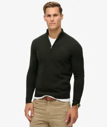 Superdry Herren Essential Strickpullover mit Halbreißverschluss und Stickerei Grün - Größe: L